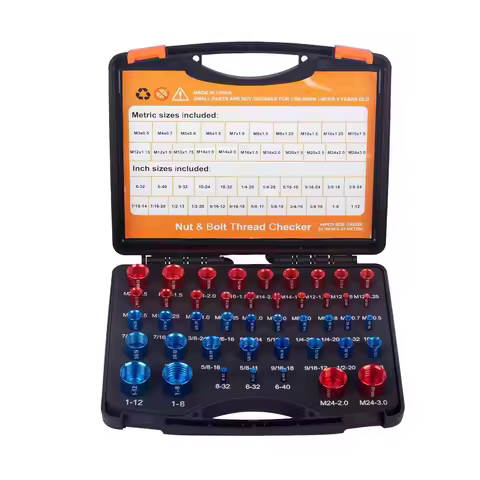 Thread Checker Nut and Thread Checker Carbon Steel Nut Identifier Gauge with Storage Box for Mainten