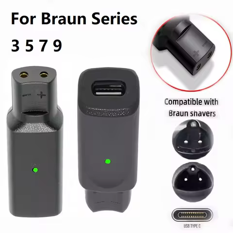 12V Type-C Shaver Adapter Charging Converter for Braun Series 3 5 7 9 Electric Shaver Machine with C