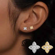 1 Pair Of S925 Sterling Silver Fresh Floral Exquisite Micro-Inlaid Earrings With Gentle Temperament,
