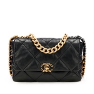 Chanel Black Quilted Lambskin Large Chanel 19 Flap Gold and Ruthenium Hardware, 2021