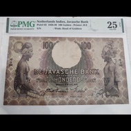 Uang Kuno Indonesia Belanda Netherlands Indies 100 Gulden Wayang PMG25