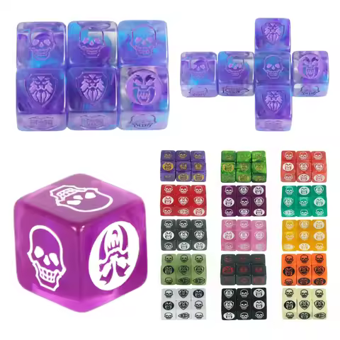 6pcs D6 Dice Set for Table Games with Different Colors and Transparent or Opaque Finish - Perfect fo