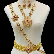 Thai Costume Accessories Gold Jewelry Set With Enamel Bridal Jewellery Set Wedding Jewellery Set