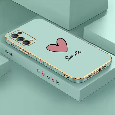Luxury Plating Love Heart Soft Phone Case For OPPO Find X3 Pro X2 NEO X5 Lite F11 F5 F7 F9 F21 R17 C