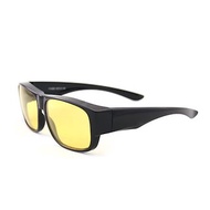 潮流明黃色亮黑全罩式偏光墨鏡│外掛式UV400太陽眼鏡│包覆套鏡