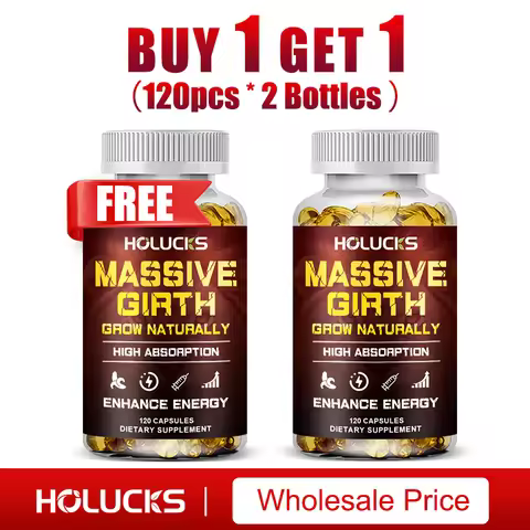 Massive Girth Capsules for Men, Testosterone Booster, Hormone Support, Muscle Growth & Strength, Siz