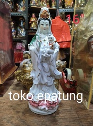 IR patung dewi kwan im guan yin gendong anak berdiri 16 inch keramik