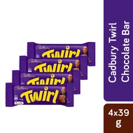 [Bundle of 4] Cadbury Dairy Milk Twirl 39g - Chocolate swirls and curl, Creamy Chocolate Wafer Taste, Everyday Snack