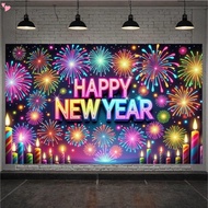 70.8 x 43.3 Inch Happy New Year Party Decoration Supplies, Extra Large Fabric Happy New Year Banner 
