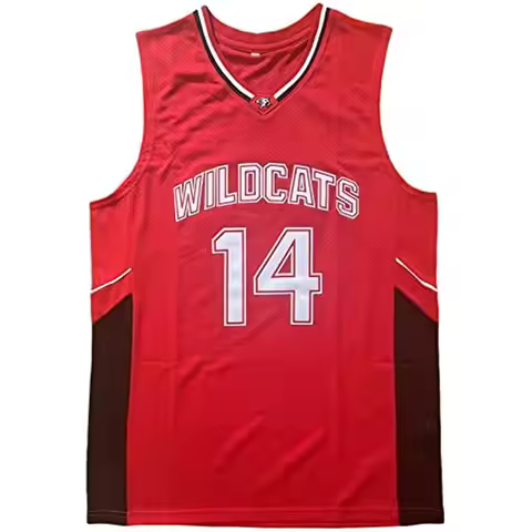 Zac Efron Troy Bolton East High School Wildcats No 14 Red Retro Basketball Jersey Men Stitched Embro