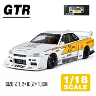 LEO 1:18 JDM Nissan GTR R34 Diecast โมเดล รถอัลลอยด์รถยนต์ของเล่นคอลเลกชันของขวัญสําหรับเด็กชายสาว ข