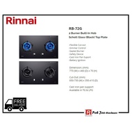 Rinnai RB 72G 2 burner Gas Glass Hob