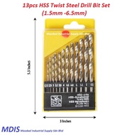 Quality HSS Drill Bit Set 13pcs 1.5 To 6.5MM High Speed Steel HSS Drill Bit Set Tools