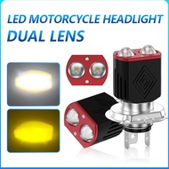 Motorcycle Headlight Dual Lens H4 H6 BA20D White and Yellow Bi-Color Lens Motorcycle Headlights