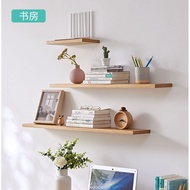 Wall Shelf Solid Wood Flat Shelf Wall-Mounted Wall Shelf Living Room TV Wall Bookshelf Solid Wood Shelf