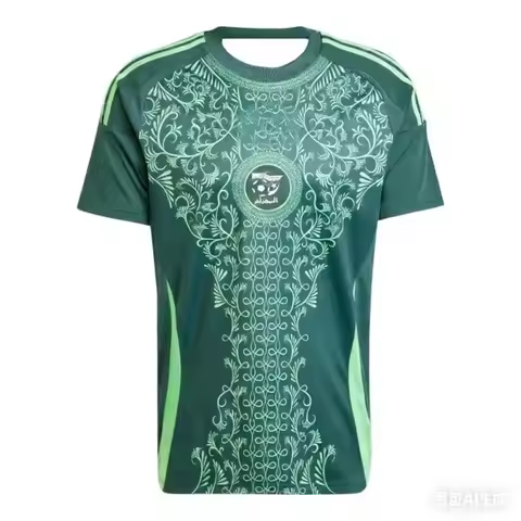 Algeria Team Away Jersey for The 24-25 Season_ Men's and Women's Fashionable Top T-shirt with Green 