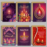 6pcs Happy Diwali Greeting Cards – Festival of Lights Cards & Envelopes – Hindu Holiday Notecards Ha