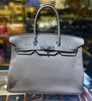 90%新 Hermes Birkin 35 大象灰銀扣手挽袋