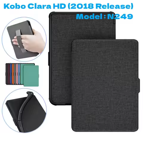 Magnetic Case for Kobo Clara HD 2018 Release 6 Inch N249 PU Leather E-reader Smart Cover Auto Sleep 