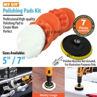 DIY Online4u - 7pcs Car Polish Sponge 5in (125mm) or 7in (180mm) Sponge Car Polisher Waxing Buffing 