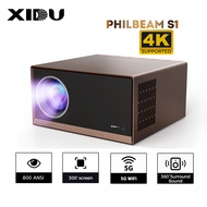 XIDU S1 โปรเจคเตอร์ 4K Android 800 ANSI ลูเมน จอแอลซีดี1920*1080จุด5กรัม WiFi กับบลูทูธโปรเจคเตอร์ Keystone แก้ไขสำหรับบ้านสำนักงาน