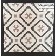 Promo Keramik Lantai Kasar Platinum Brighton Black Decor 40X40 Kw1