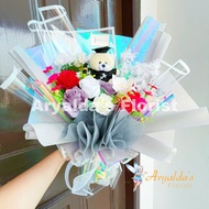 Teddy Bear Flower Bouquet | Buket Bunga | Bucket Wisuda Sidang Laki