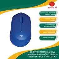 Logitech M331 Silent Plus Wireless Mouse with USB Nano Receiver - Black/Blue/Red