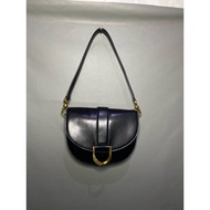 CHARLES & KEITH GABINE LEATHER SADDLE BAG BLACK USED SECODN ORIGINAL/ CK BAG CK SHOULDER BAG CK/ BAG
