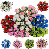 AIPING Fake Flowers, Plastic Spring Buds Grave Flowers, Realistic 12 Heads Silk Artificial Flowers Home