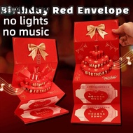 KIKIFA Red Envelope Card, 6/8/10 Slots Best Wishes 3D Birthday Cake Card, Creative HongBao Paper Chi