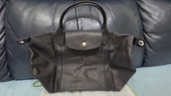 Longchamp Le Pliage Cuir Handbag 黑色小羊皮手袋 手挽袋 側揹袋