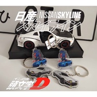 Initial D Keychain Cute Acrylic Key Chain GTR  Skyline Key Ring Pendant Cartoon Key Ring Car Accesso