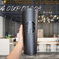 Starbucks water bottle double layer matte black classic logo reusable tumbler coffee cup frosted straw cup 24oz/16oz FLOWERDANCE
