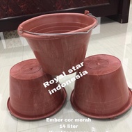 MERAH 14-inch red cast bucket, shatterproof, 14-inch pvc plastic carpenter bucket, 14-inch medium re
