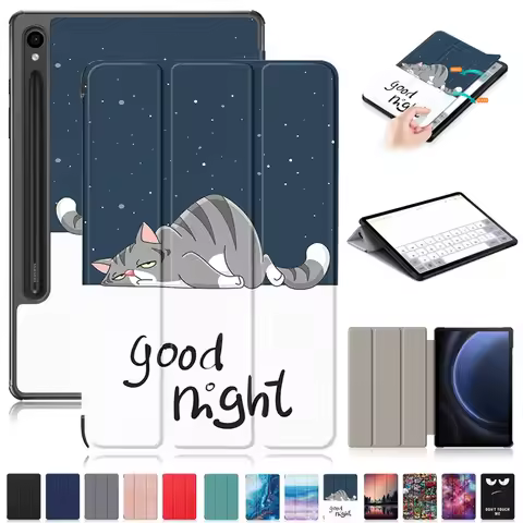 For Coque Samsung Tab S9 FE Case 10.9 inch X510 X516 Cute Paint Smart Cover For Funda Galaxy Tab S9 