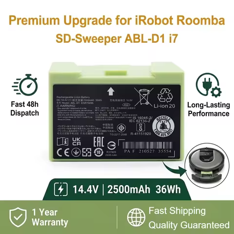 For iRobot Roomba i7 Replacement Battery SD-ABL-D1 i7 2500mAh 14.4V Compatible e & i Serie Vacuum Cl