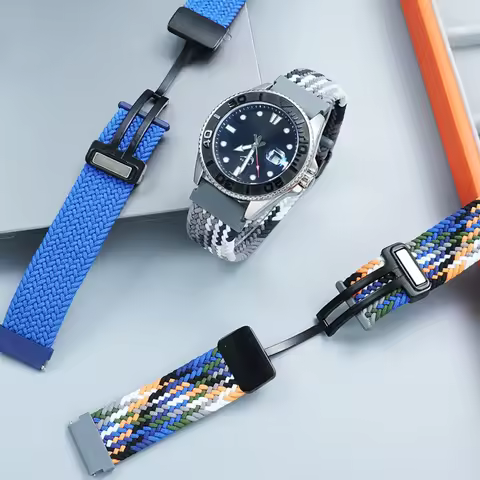 Elastic nylon watch strap compatible with Casio Swordfish MTP-1374/1375 EFR-303L/303D/304 EQB-501 EF