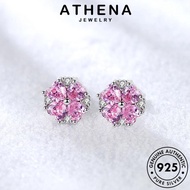 Athena Perhiasan Hati Wanita925 Kristal Bunga Pink Perak Asli Berlian