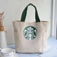 Starbuck ผ้าใบกระเป๋าถุงอาหารกลางวันความจุสูงรอบถังกระเป๋าถือแบบพกพาแม่นักเรียนกระเป๋า (23เซนติเมตร X 21เซนติเมตร X 14เซนติเมตร)