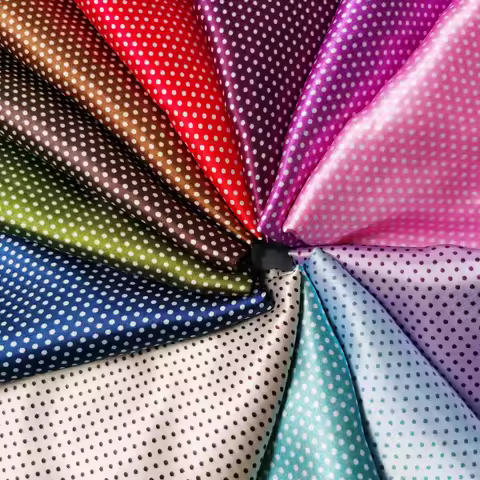 Silky Satin 58" Wide By Meters Soft Charmeuse Satin Fabric Small Polka Dots