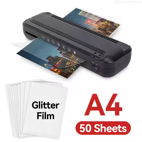 50 Sheets Adhesive Glitter Cold Laminating Film A4 Waterproof Broken Glass Hologram Stars DIY Packag