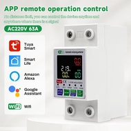 2P 63A Tuya WiFi Circuit Breaker Automatic Reclosing Protector Over Under Voltage Protection Modular