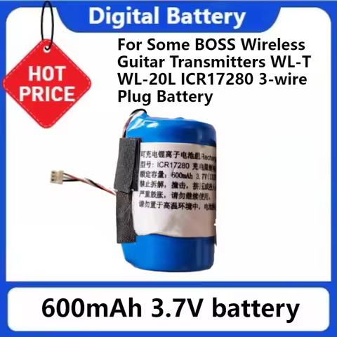 Battery 600mah 3.7V for Some BOSS Wireless Guitar Transmitters WL-T WL-20L ICR17280 3-wire Plug Batt
