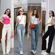 PP3597 กางเกงยีนส์ขายาวทรงกระบอก งานผ้ายืดใส่สบาย มีหลายสีให้เลือก