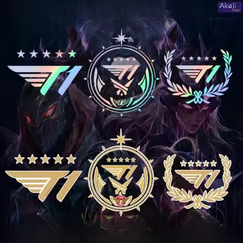 T1 LOL Team Reflective Car Sticker Waterproof UV Resistant Gaming Emblem Vehicle Decal for Fans Cust
