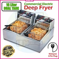 2 x 8L Electric Stainless Steel Deep Fryer Commercial Portable Double Dual Tank Dapur Goreng Elektrik Kentang