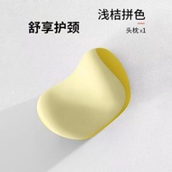 車用記憶棉頭枕腰墊 護頸護腰汽車靠枕 舒適車載腰托- 淺桔拼色頭枕1個 均碼