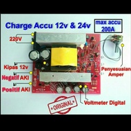 Kit Charger ACCU cas Aki 12V- 24V adjust ampere 200A