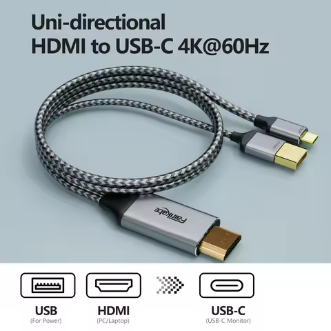 HDMI-compatible To USB C Adaptor Cable 6.6FT For Monitor 4K 60Hz HDMI-Compatible 2.0 For Xreal Air N